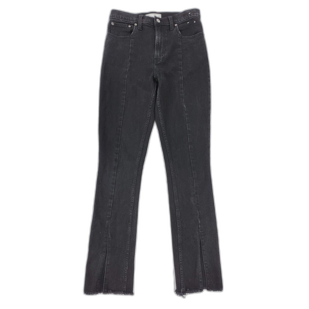 NEW Abercrombie 90s Skinny High Rise Split Hem Jeans Black Clean Girl Minimal 27